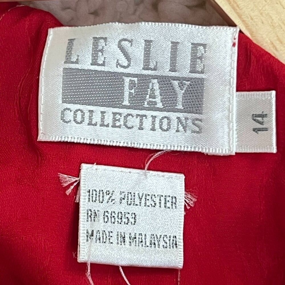 Leslie Fay Vtg Dress Holiday Red Midi Gold Preppy Button Old Money 14 Gma Santa - Picture 11 of 11